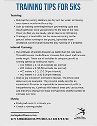 Parks Plus Fitness Training Tips for Running 5Ks